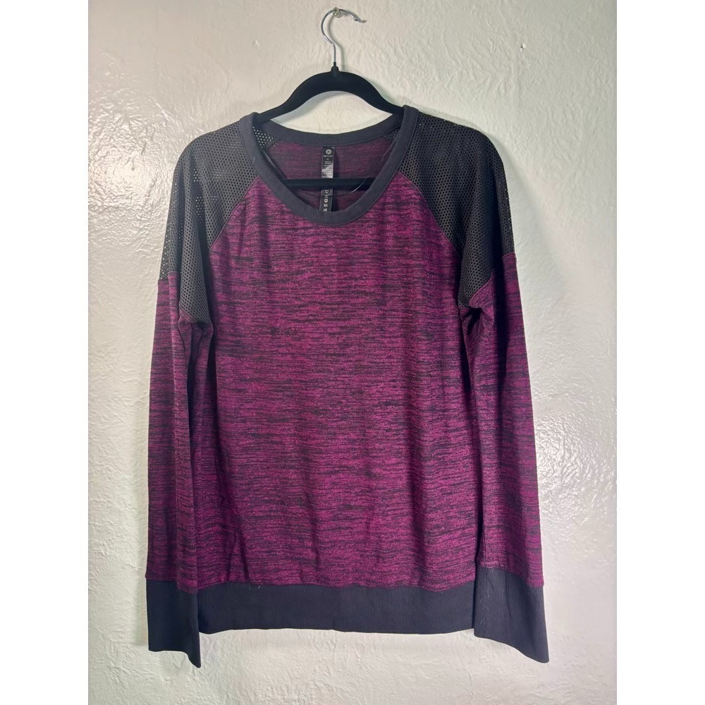 90 Degree by Reflex Purple Long Sleeve Stretchy Athletic Top Mesh Workout Yoga